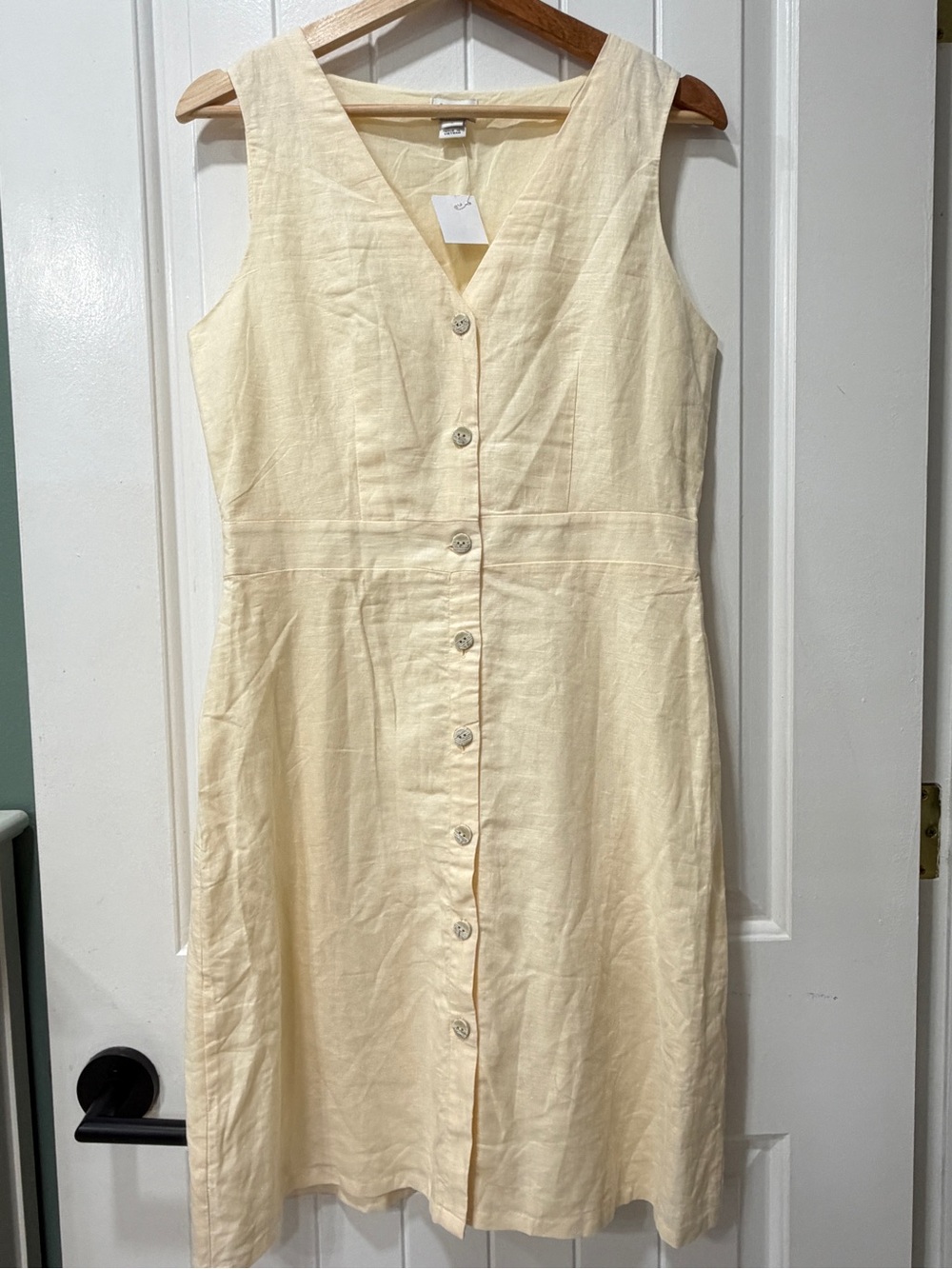 NWT J. Crew Cream Button-Front Midi Linen Blended Dress
